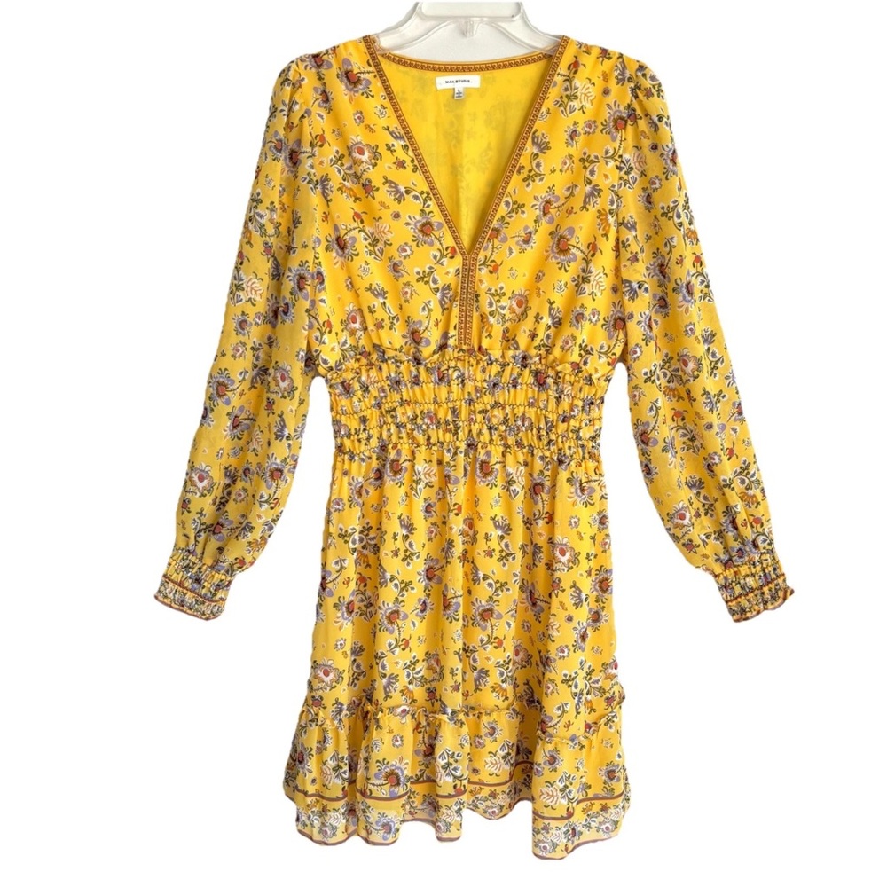 Max Studio Floral Ruffle Tier Long Sleeve Dress